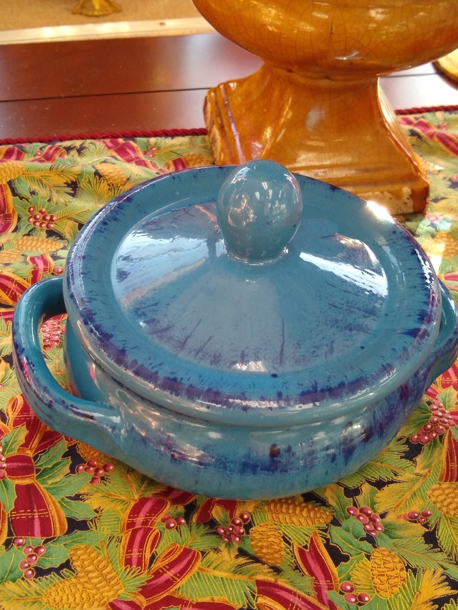 De Silva Blue Terracotta Casserole Baking Serving Dish W/Lid Etsy