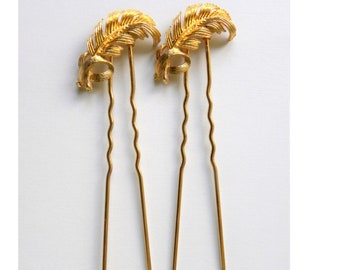 Gold Leaf Hair Bobby Pin | Gold Leaf Bridal Bobby Pin | Bridesmaid Hair Pin SET of 2 Pins