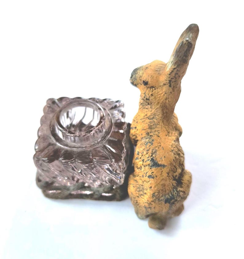 Antique Cold Painted Hare Bunny Rabbit Inkwell With Baccarat Swirl ...