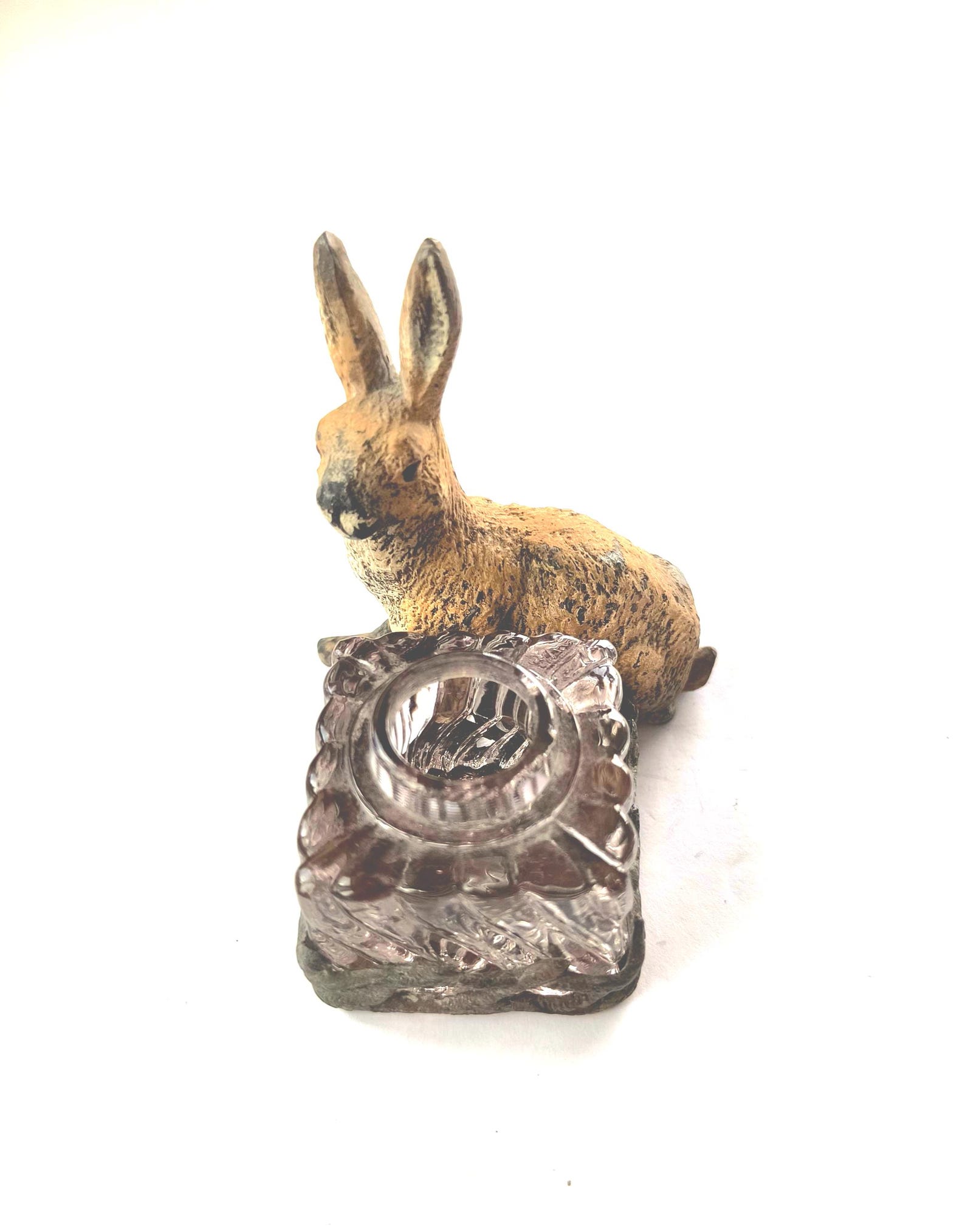 Antique Cold Painted Hare Bunny Rabbit Inkwell With Baccarat Swirl ...