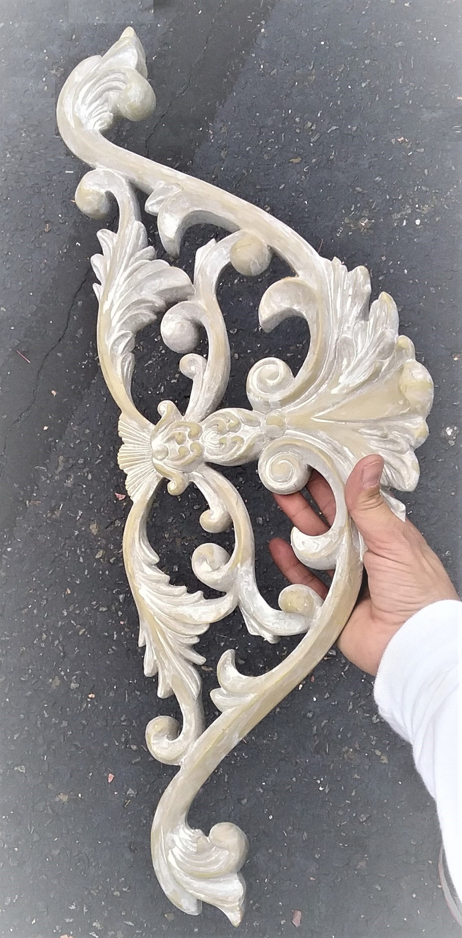 Scroll Leaf Pediment Carved Resin 23 Architectural Etsy