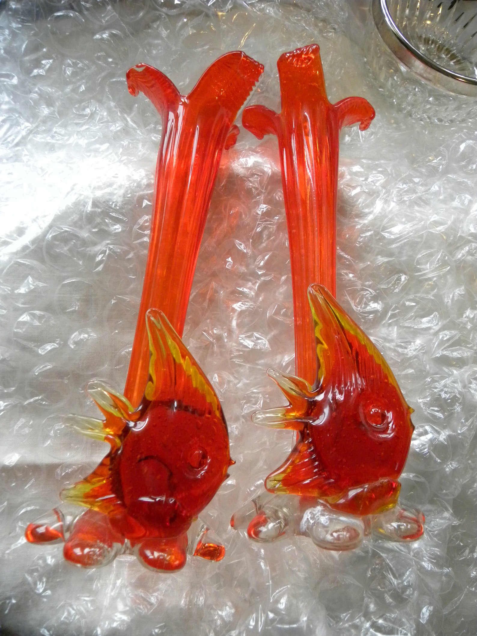 Fluted Red Murano Glass Fish Vase Red Tulip Glass Vase With Etsy