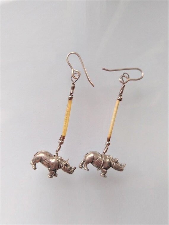 Sterling Silver Rhinoceros Porcupine Earrings, Han