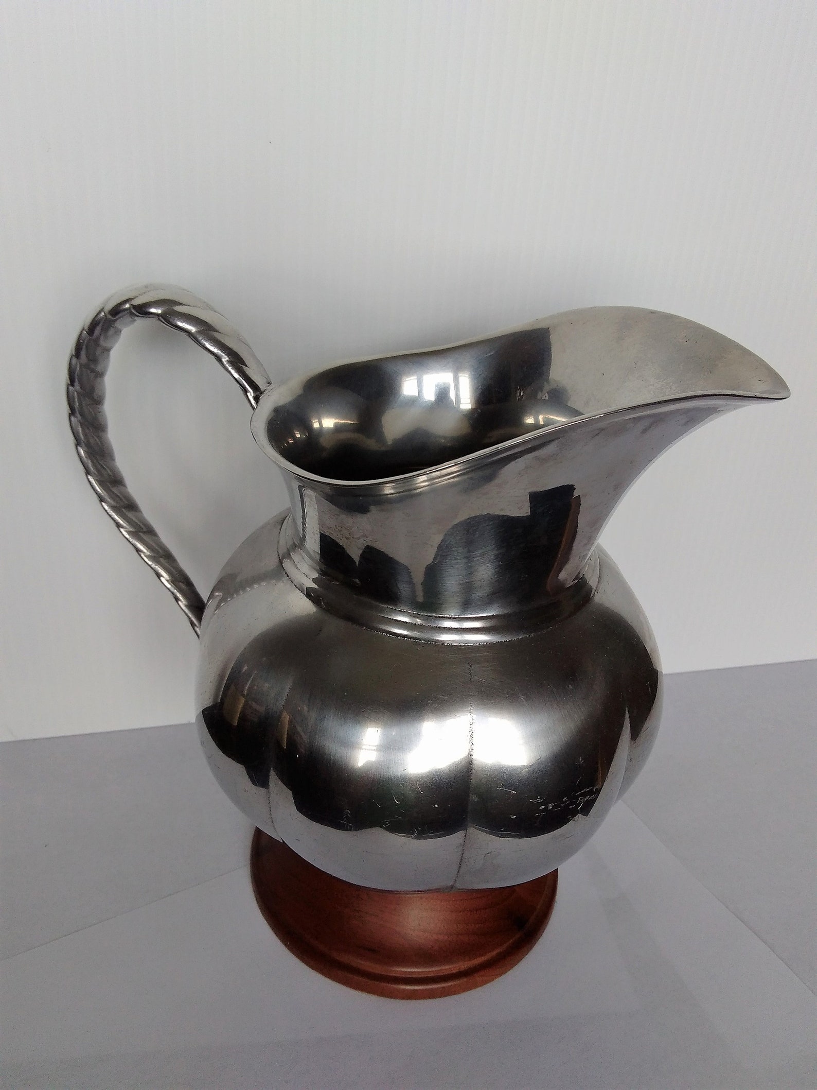 Reed and Barton Silver Pewter Pitcher With Teak Wood Base Etsy Canada