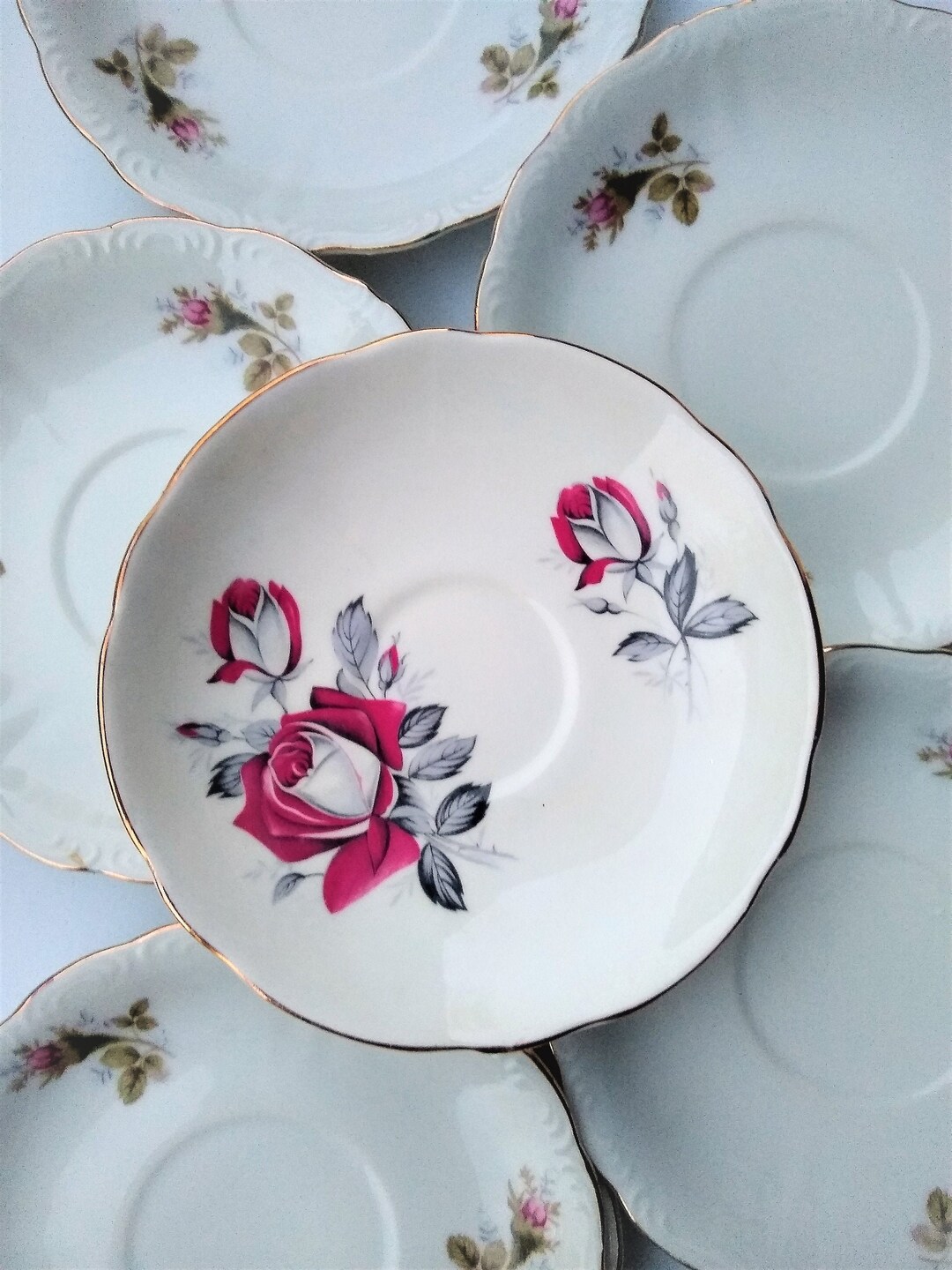 ROYAL Imperial Saucer Plate pink roses, Royal imperial Saucer Finest