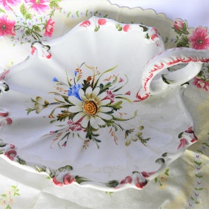 Cottage French Ceramic Dish Tray, Hand Painted Serving Dish, Italy Artisan Serving Dish Tray