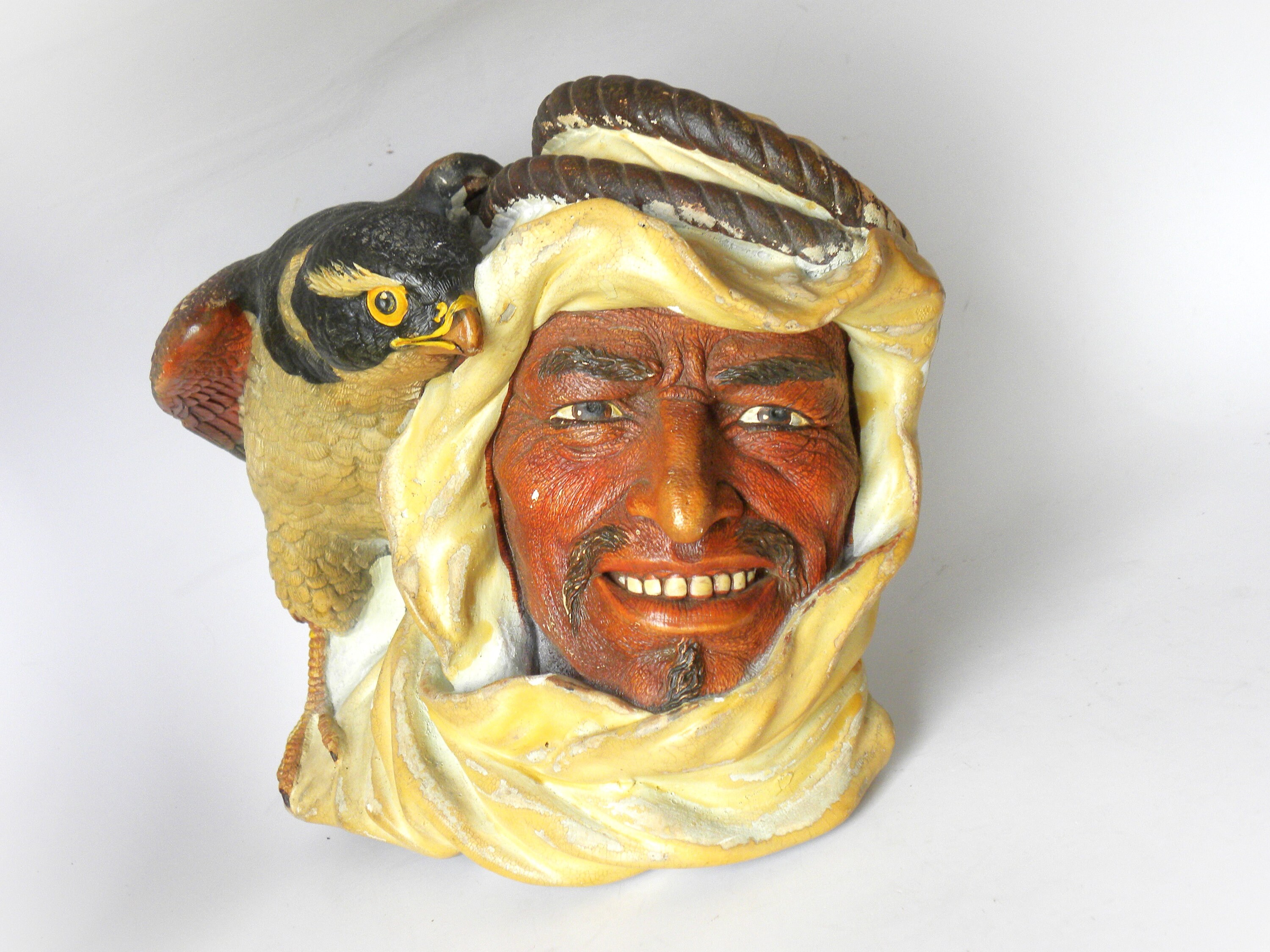 W.H Bossons of England Head Bust of Man With Falcon Bird