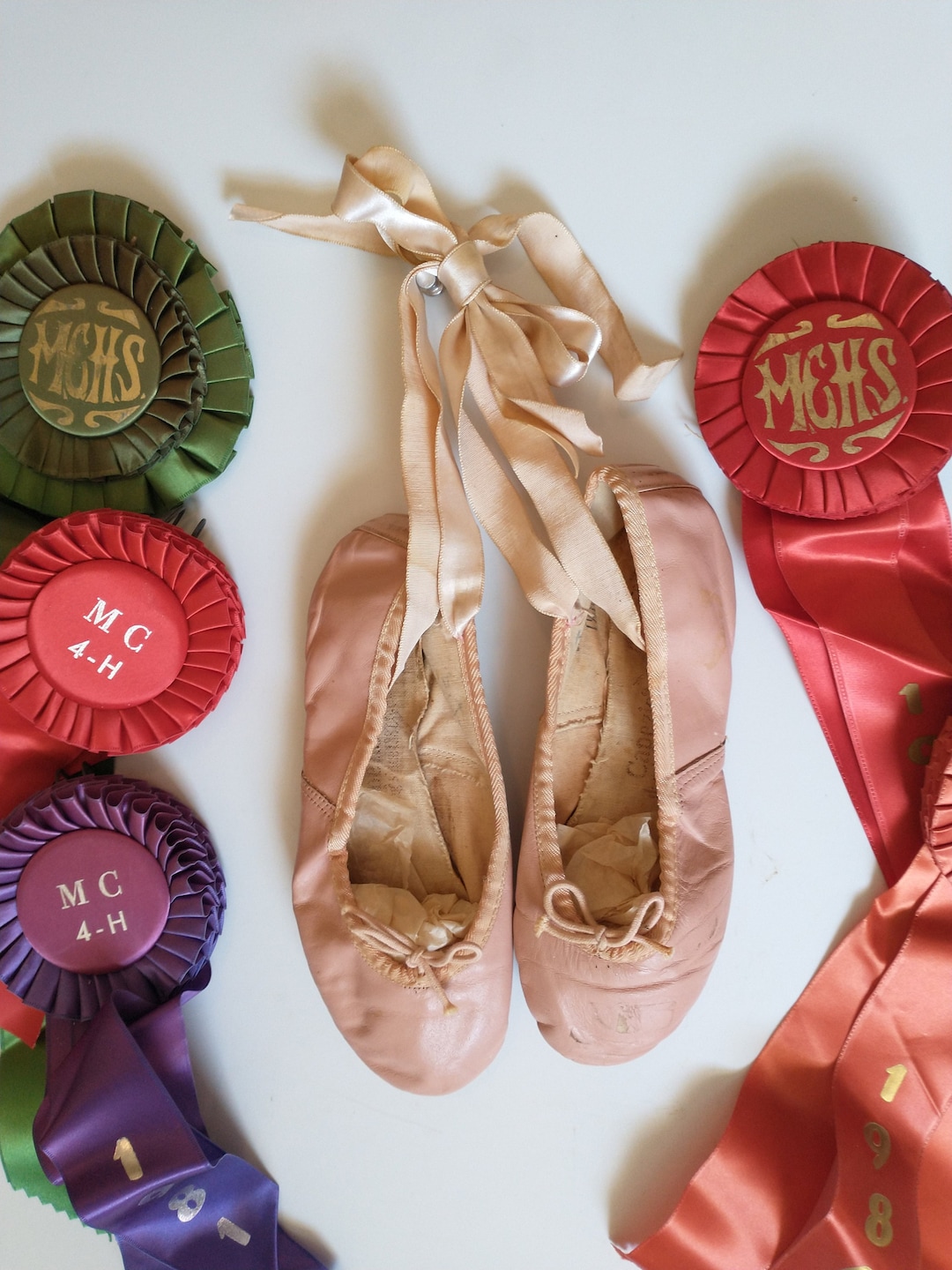 Vintage Capezio Pink Leather Ballerina Dance Slippers Shoes, Girls