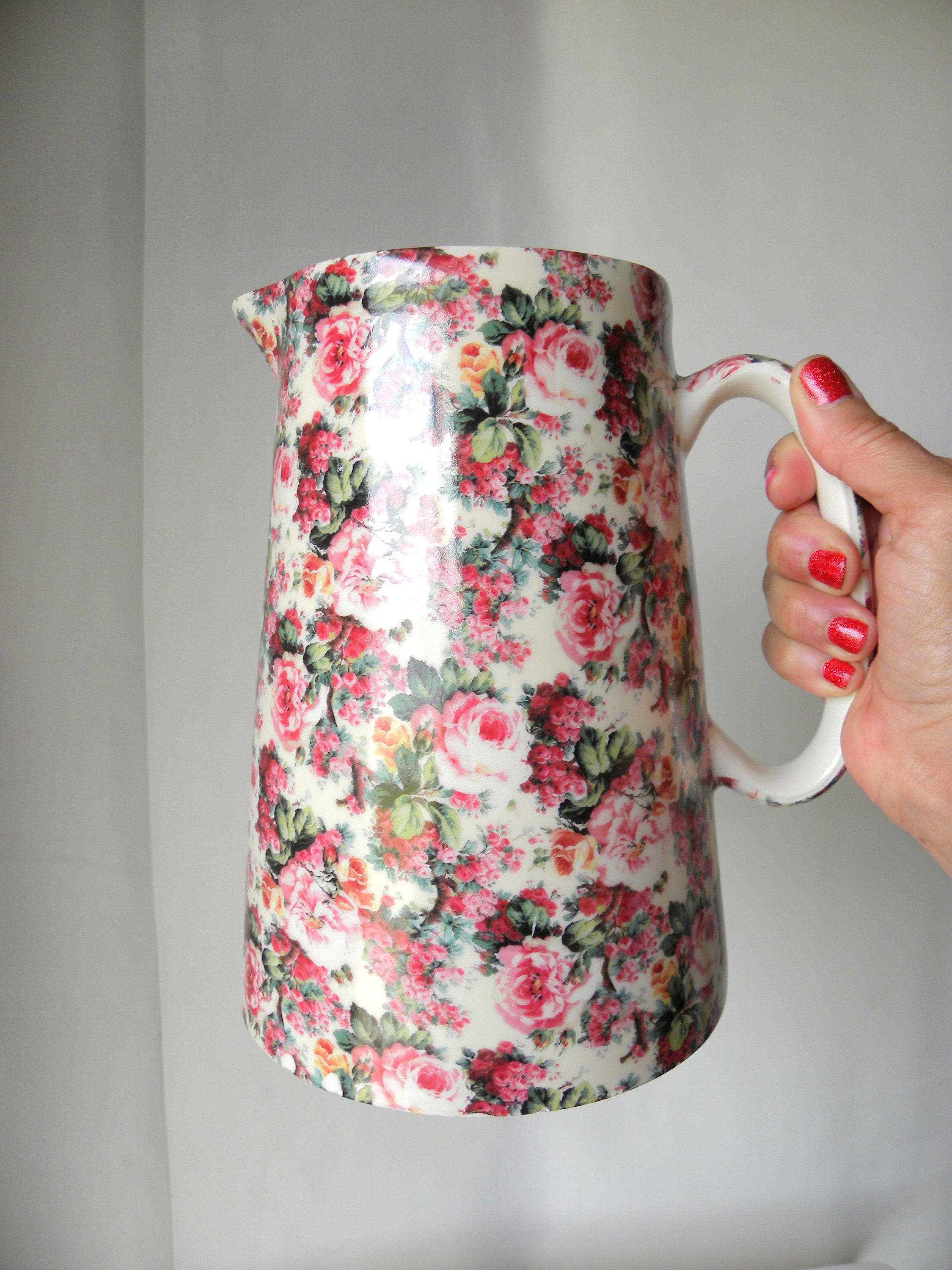 Crown Burslem Country Rose Chintz Pitcher: Staffordshire