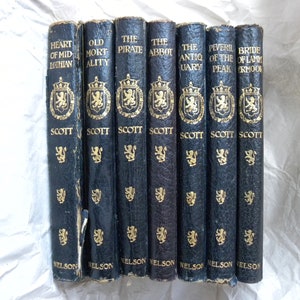 Antique Leatherbound &#39;The Abbot&#39; Book by Sir Walter Scott