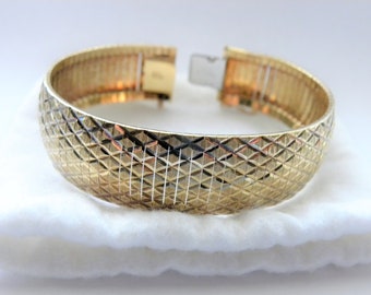 Gold Plated Sterling Silver Flexible Cuff Bracelet Cuff Italy V