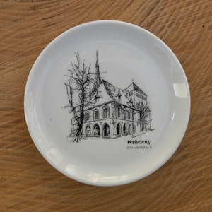 Souvenir Ceramic plate Erkelenz Altes Rathaus Mini Collector Plate Germany, German Souvenir Plate image 1