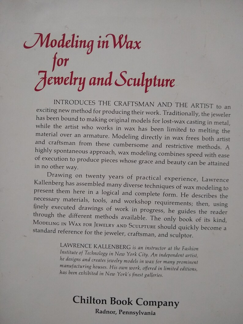 Modeling in Wax for Jewelry and Sculpture by Lawrence Etsy