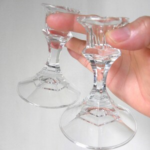 Vintage Pair Crystal Glass Candlesticks Candle Holders