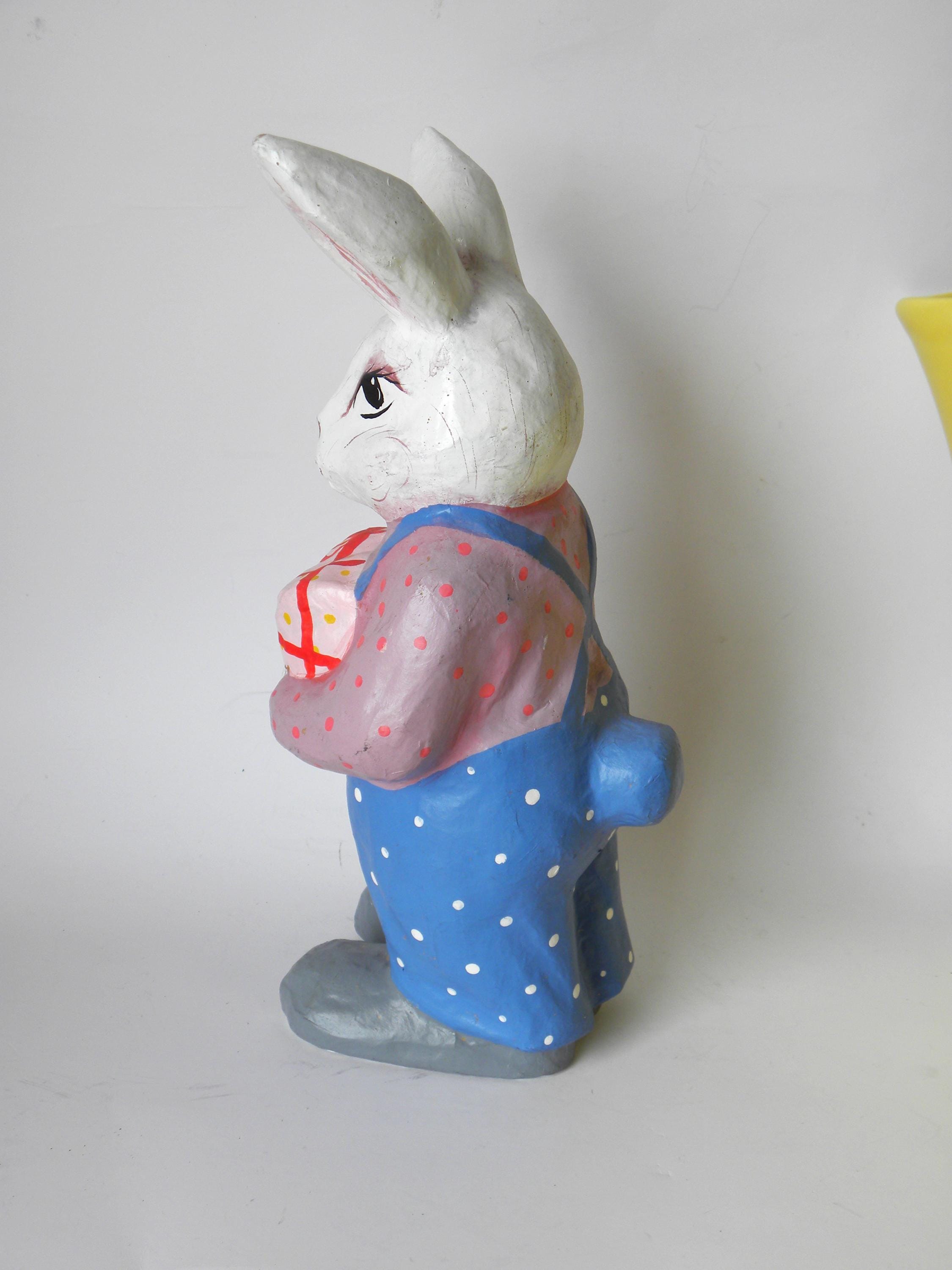 Paper Machay Rabbit Vintage Paper Mache Bunny Rabbit Sculpture: Folk Art Holiday Decor - Etsy