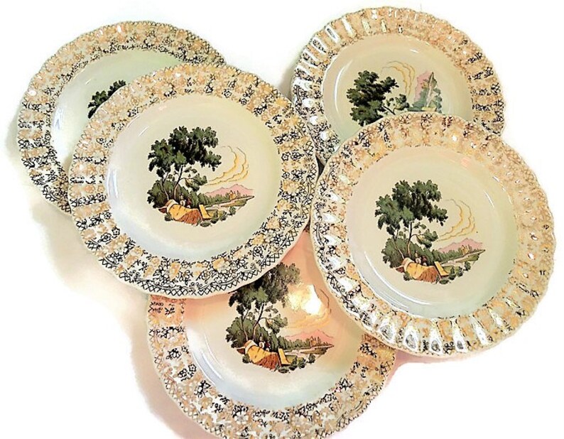 American Limoges Chateau France Plates Gold Accent Plates Set Etsy
