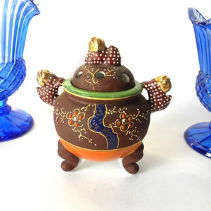 Vintage Foo Dog Ceramic Incense Burner, Vintage Asian Incense Moriage Burner Pot, Chinoiserie Decor