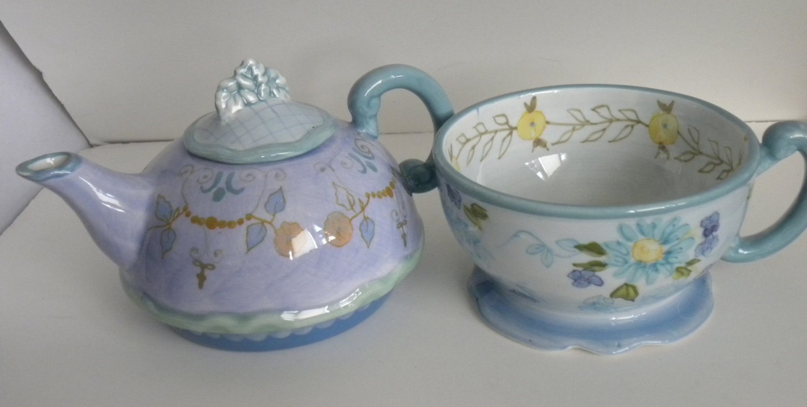 Tracy Porter Teapot Teacup Evelyn Collection Hand Painted Etsy