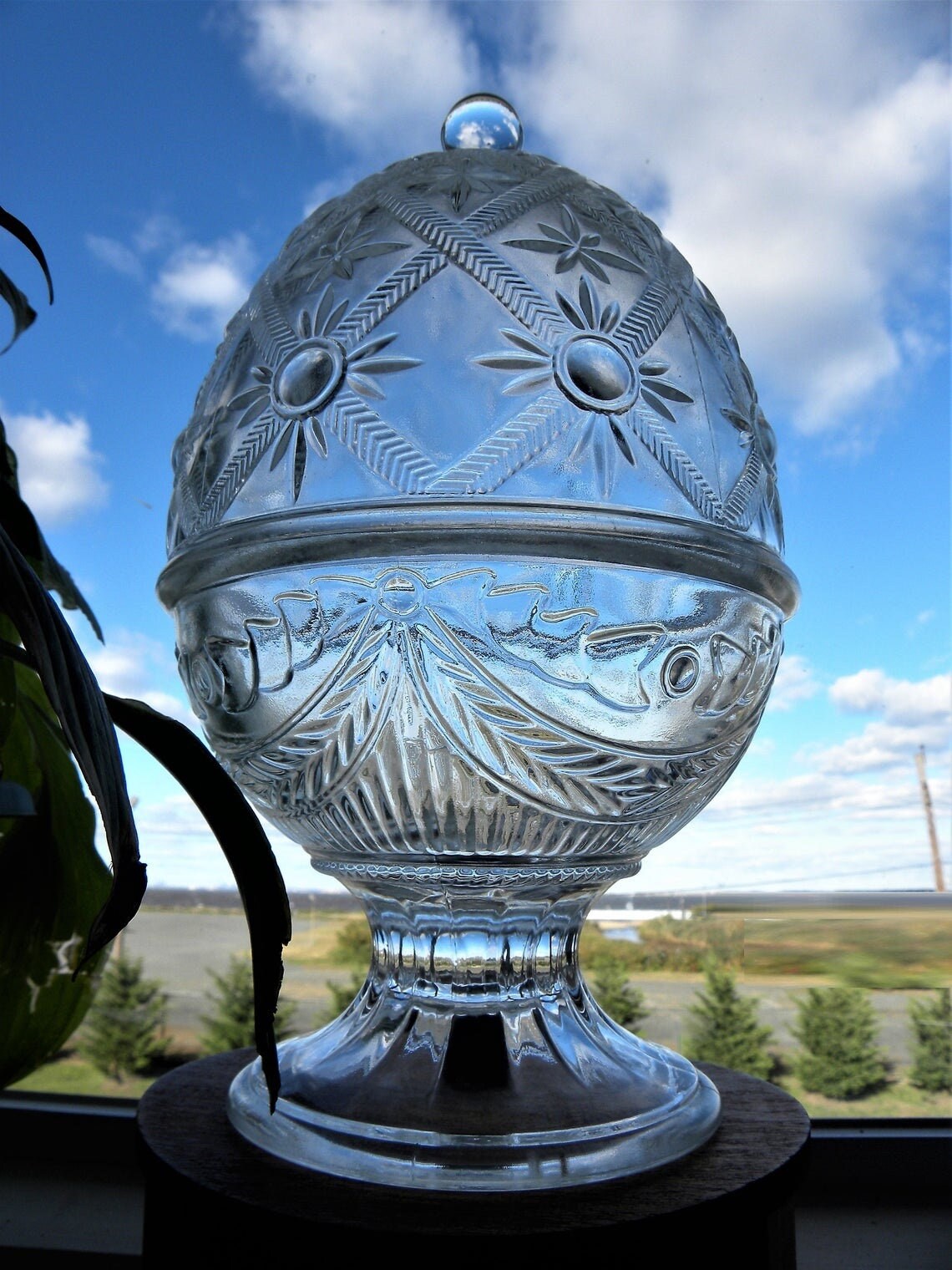 Glass Egg with Lid Jar Crystal Egg Pedestal Candy Dish by Etsy