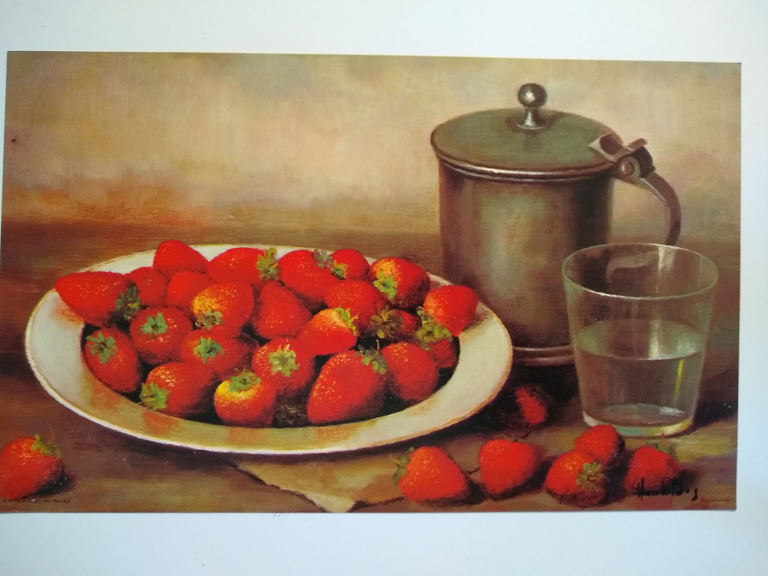 Henk Bos Lithograph: Mid-century Still Life, Strawberries & Silver