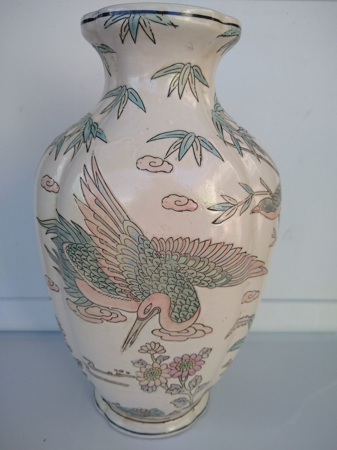 Asian Ginger Jar Vase Chinoiserie Ginger Jar Vase Birds in Etsy
