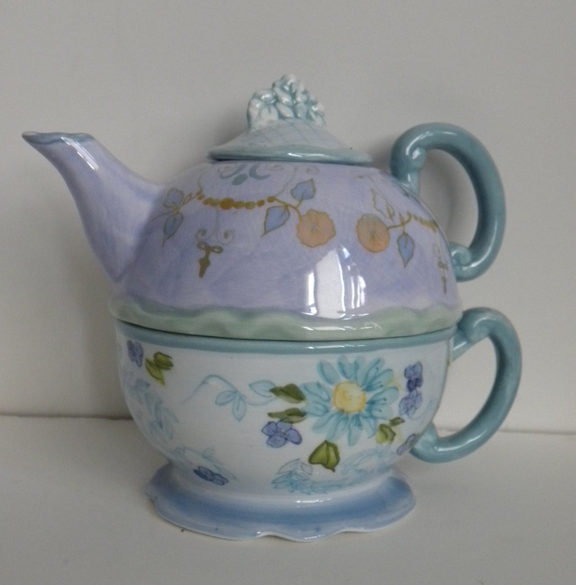 Tracy Porter Teapot Teacup Evelyn Collection Hand Painted Etsy