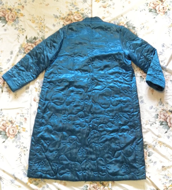 Oriental Blue Quilted Evening Cocktail Jacket Coa… - image 5