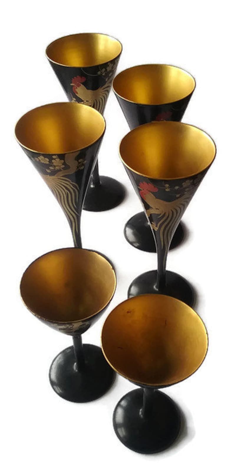 Lacquer Wine Glasses Cups Japanese Gold Makie Lacquer & Black Etsy