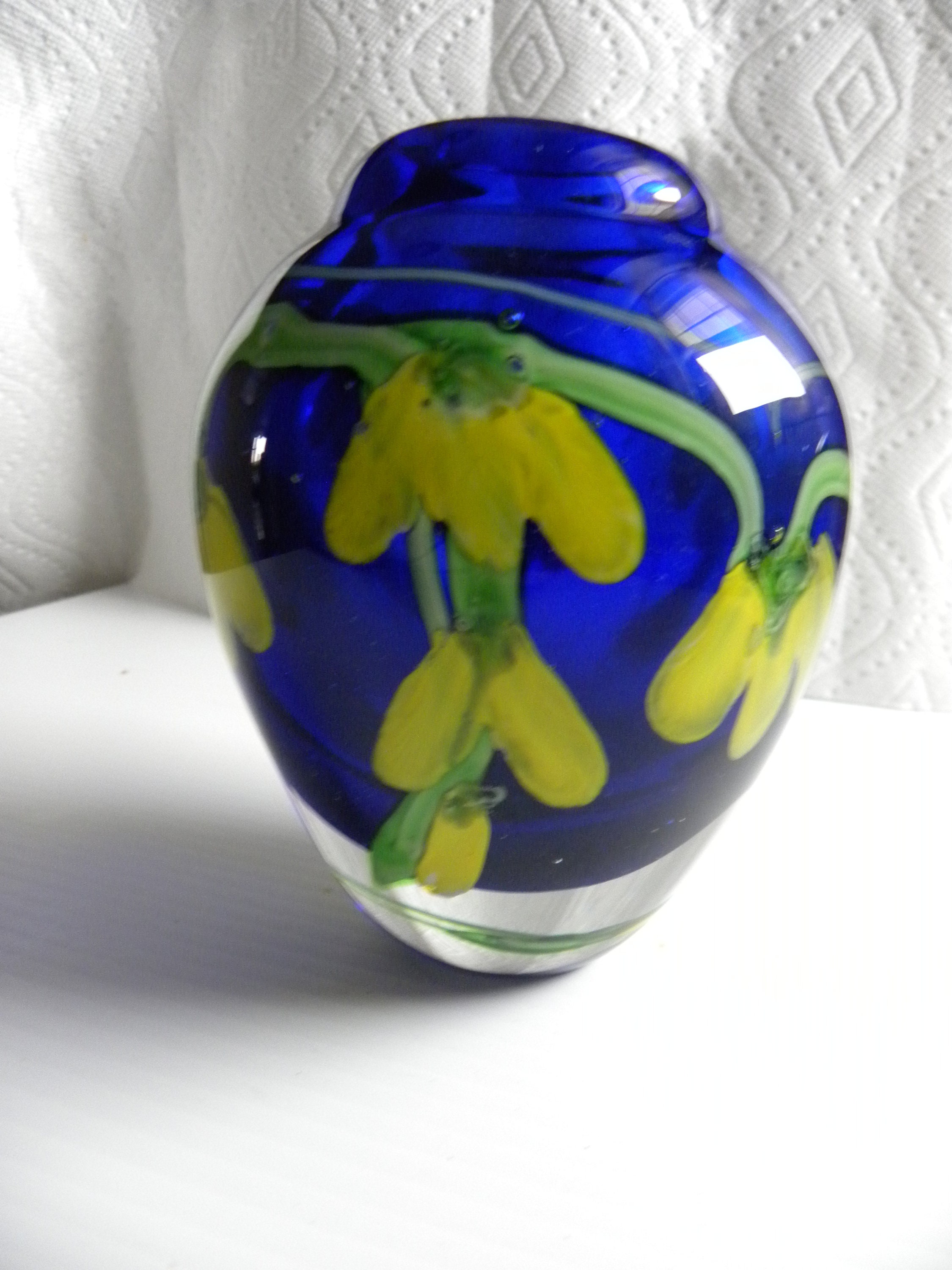 特価商品  Glass Murano Egg With Vase Egg Blue Cobalt Murano Vase, 工芸品