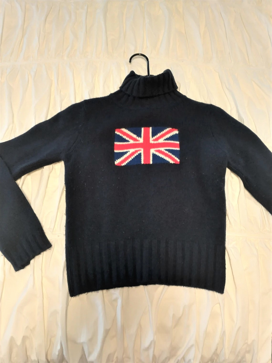 Vintage Cashmere Sweater With Union Jack Flag, British Flag