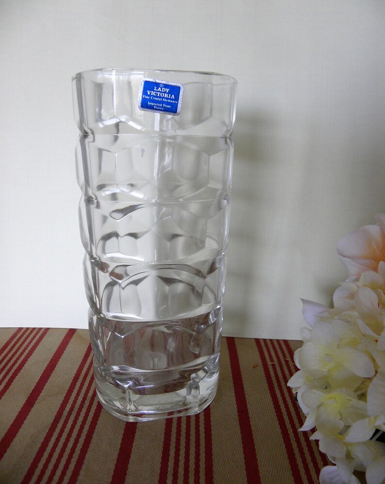 Lady Victoria Crystal Vase Cylinder Beveled Crystal Glass Etsy