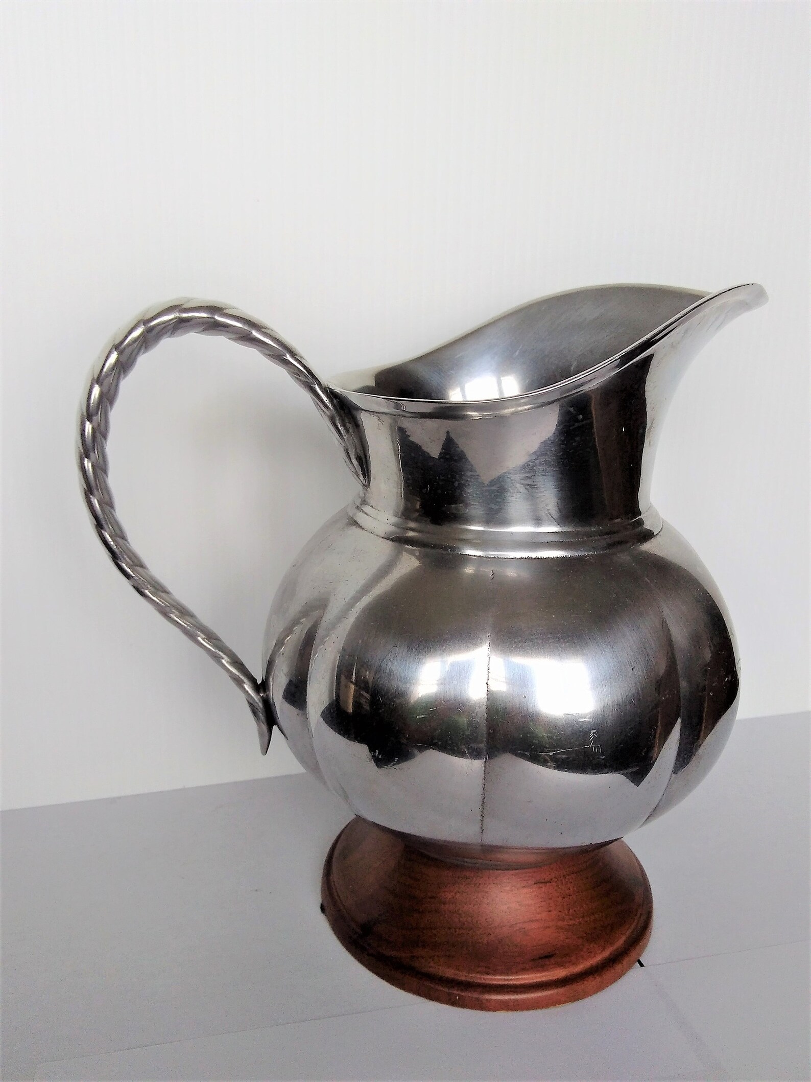 Reed and Barton Silver Pewter Pitcher With Teak Wood Base Etsy Canada
