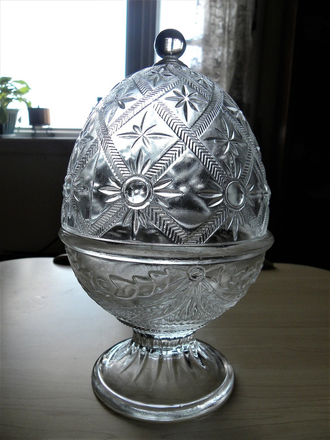 Glass Egg with Lid Jar Crystal Egg Pedestal Candy Dish by Etsy