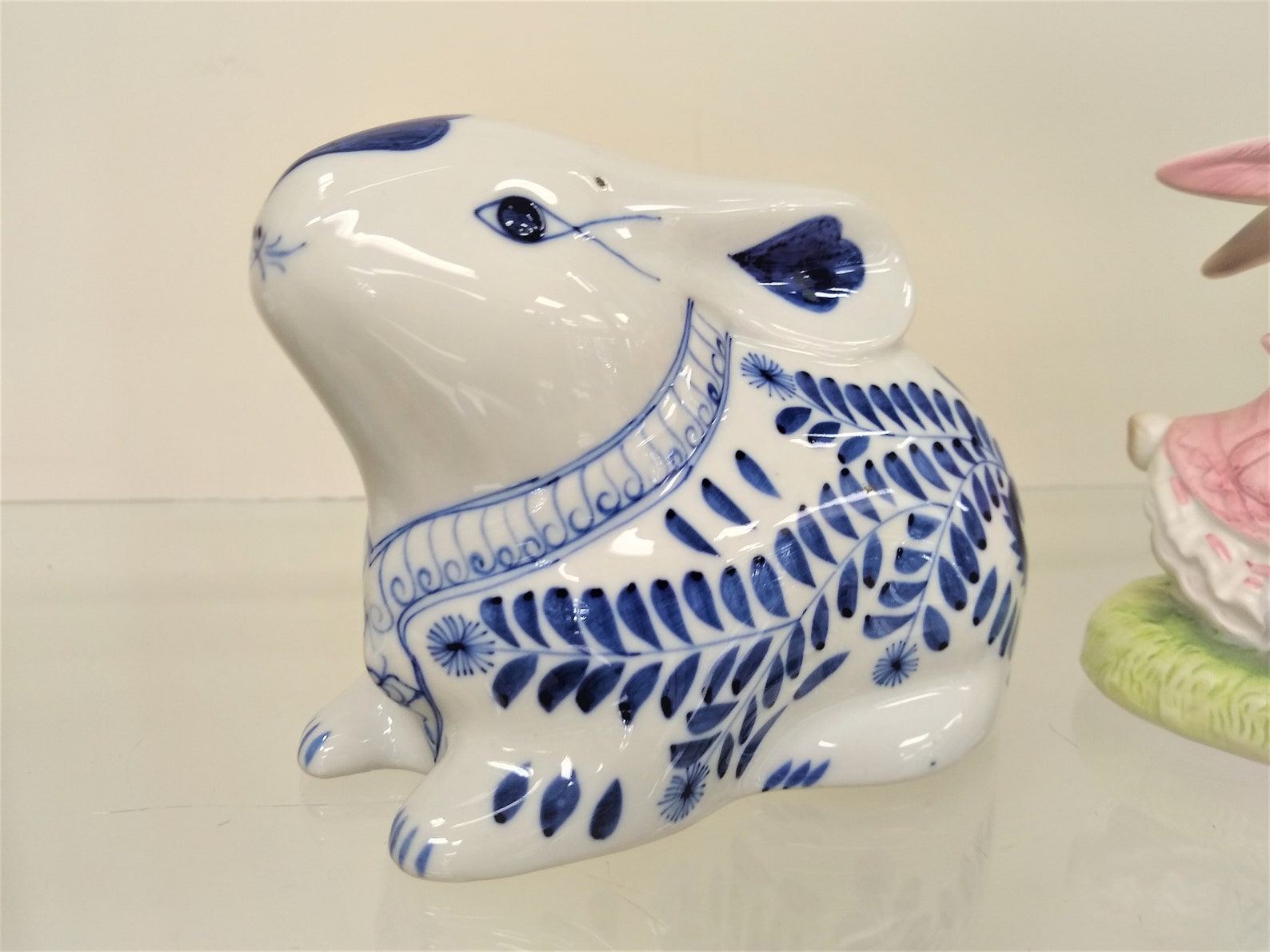 Bunny Rabbit Blue White Bank Ceramic Hand Painted Blue White | Etsy