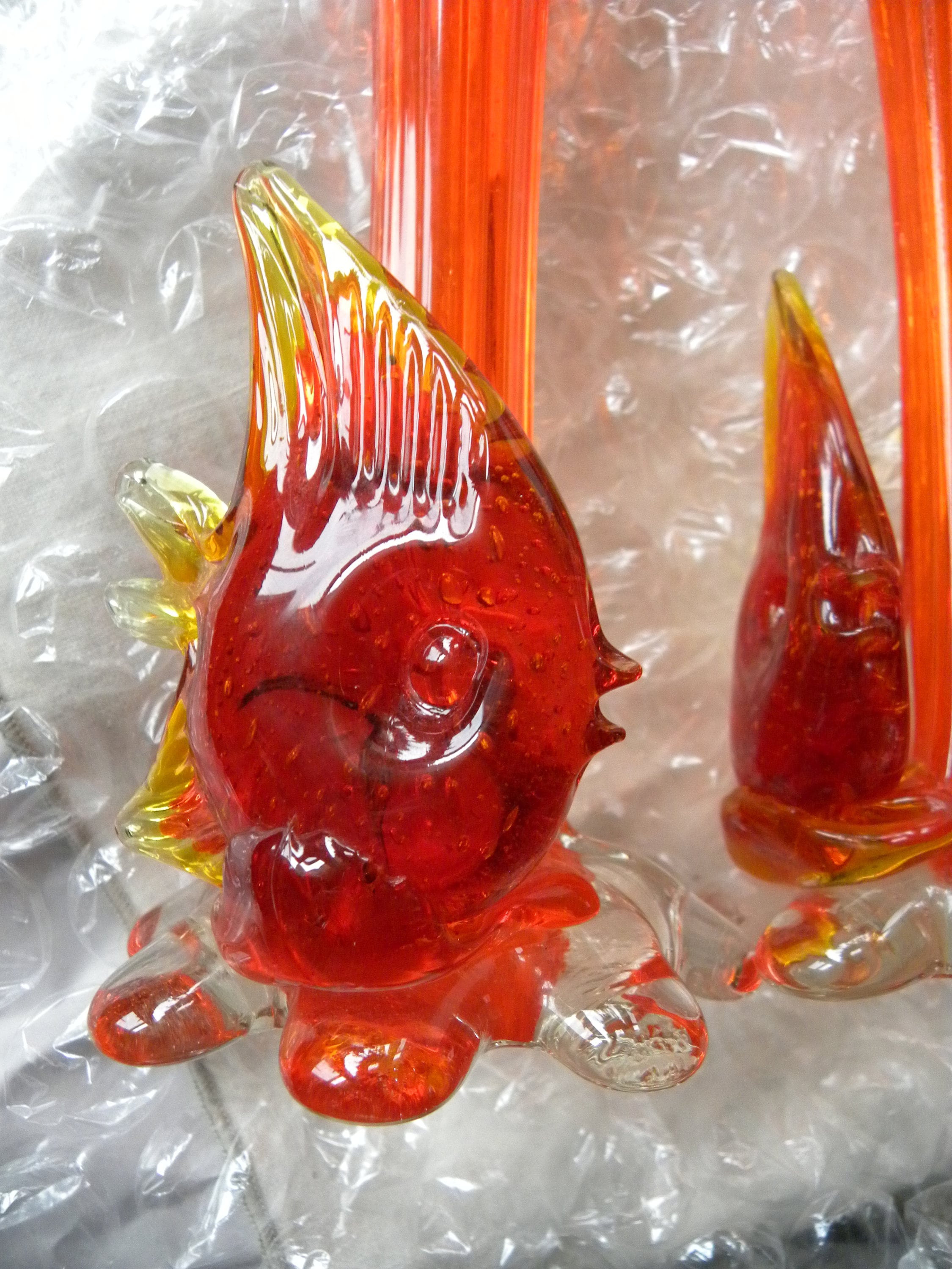 Fluted Red Murano Glass Fish Vase Red Tulip Glass Vase With Etsy UK