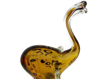 Murano Glass Elephant Figurine Amber Tortoise – Vintage Murano Art Glass Decor, Bungalow Decor, Set of Two