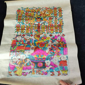 Disegno rustico fatto a mano Dio della ricchezza caishen thangka tangka Senza cornice Dipinto a mano Acquerello asiatico, Fata Pittura cinese su carta di riso