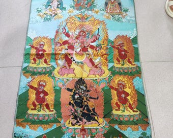 Tibetan Thangka,Buddhas statues  Wall Decor Hand Painted Kuan Yin Goddess of Mercy and Compassion Tangka cloth Wall hanging pictures DIY