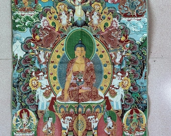 Exquisite Buddhas Cloth Silk Avalokiteshvara Goddess Thangka Thanka Hand-Painted Nepal Buddha Mandala Wall decor Art Wall Art Prints Poster