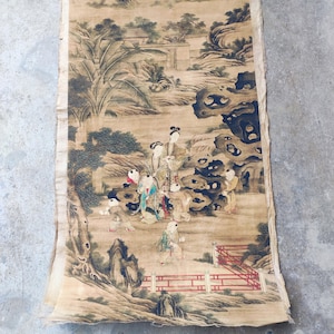 Squisito dipinto su carta antica, tempio, ritratti di divinità, disegno, rotolo antico asiatico, carta Xuan, immagine, figura, calligrafia, sigilli, arte popolare, muro fai da te
