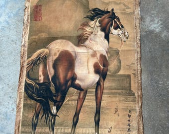 Old Scroll Painting Horse Rice Paper Painting, Wall decor no mounted/frame Landscape impressionist painting Perfect painted Brush Painting