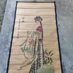Asia Vecchio dipinto su rotolo Dipinto su carta di riso, Decorazione murale Montato/cornice XiShi Tema figura disegno dipinto Pennello Arte Pennello Paesaggio