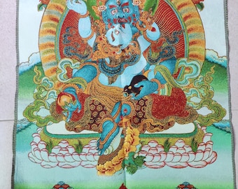 Tibet Buddhism Exquisite Thangka Print Scroll Buddha Life Painting Art Tibetan Wall Decor for Yoga Kuan yin meditation,DIY framed wall decor