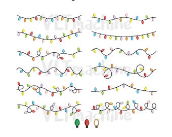 Set Christmas Lights Embroidery, Set Holiday String Lights Embroidery, Merry Christmas Lights Machine, Lights Embroidery, 15 Design 50 sizes