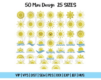 Set Small Sun Embroidery, Mini Sun Embroidery Design, Set Mini Sun Machine Fill, Mini Sun Icon Embroidery, 50 Mini Design Sun and 25 sizes