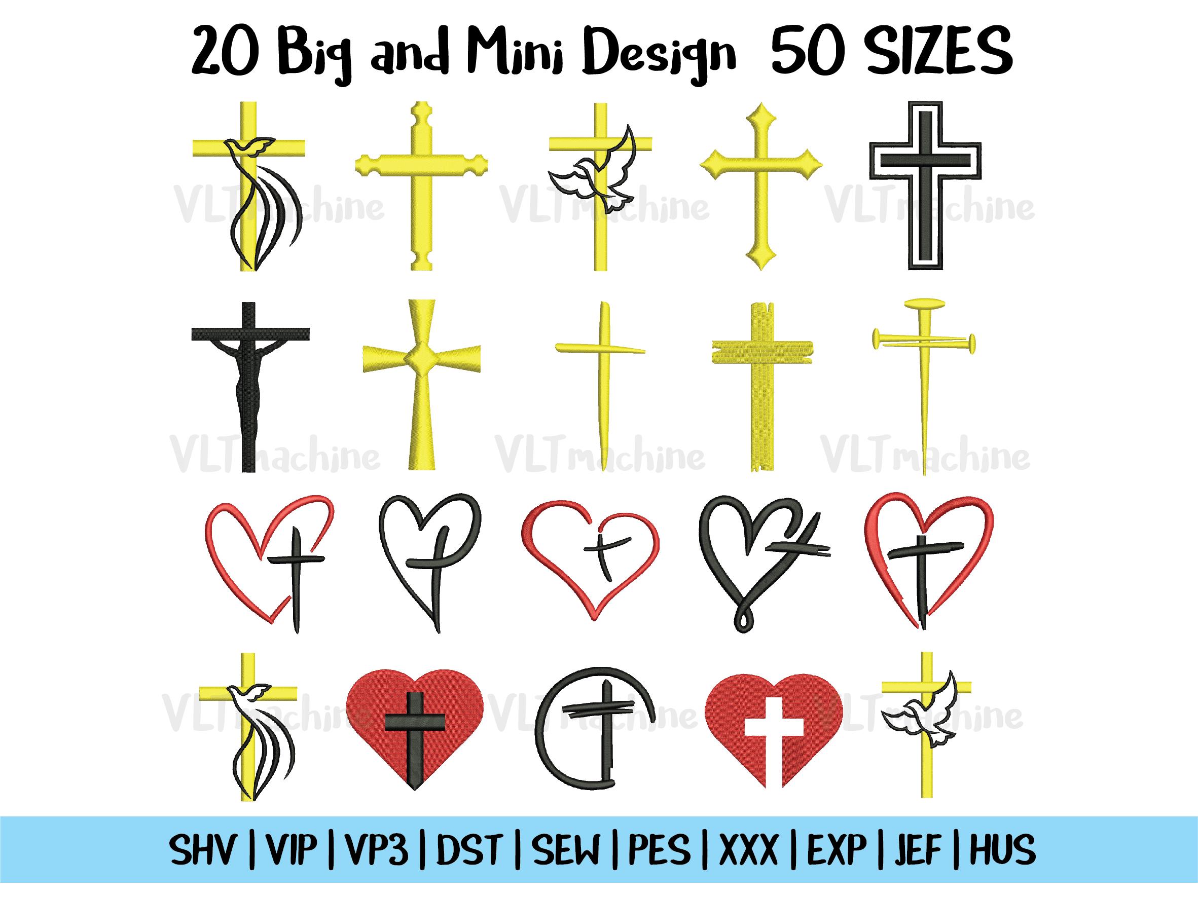 Mini Cross Pattern Set Mini Cross Embroidery, Set Cross Heart Embroidery, Mini Cross ...