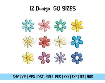 Set Miniblumenstickerei, Miniblumenstickerei, Bündel Blumenstickerei, Set Miniblumen Maschine, 12 Mini Design und 50 Größen