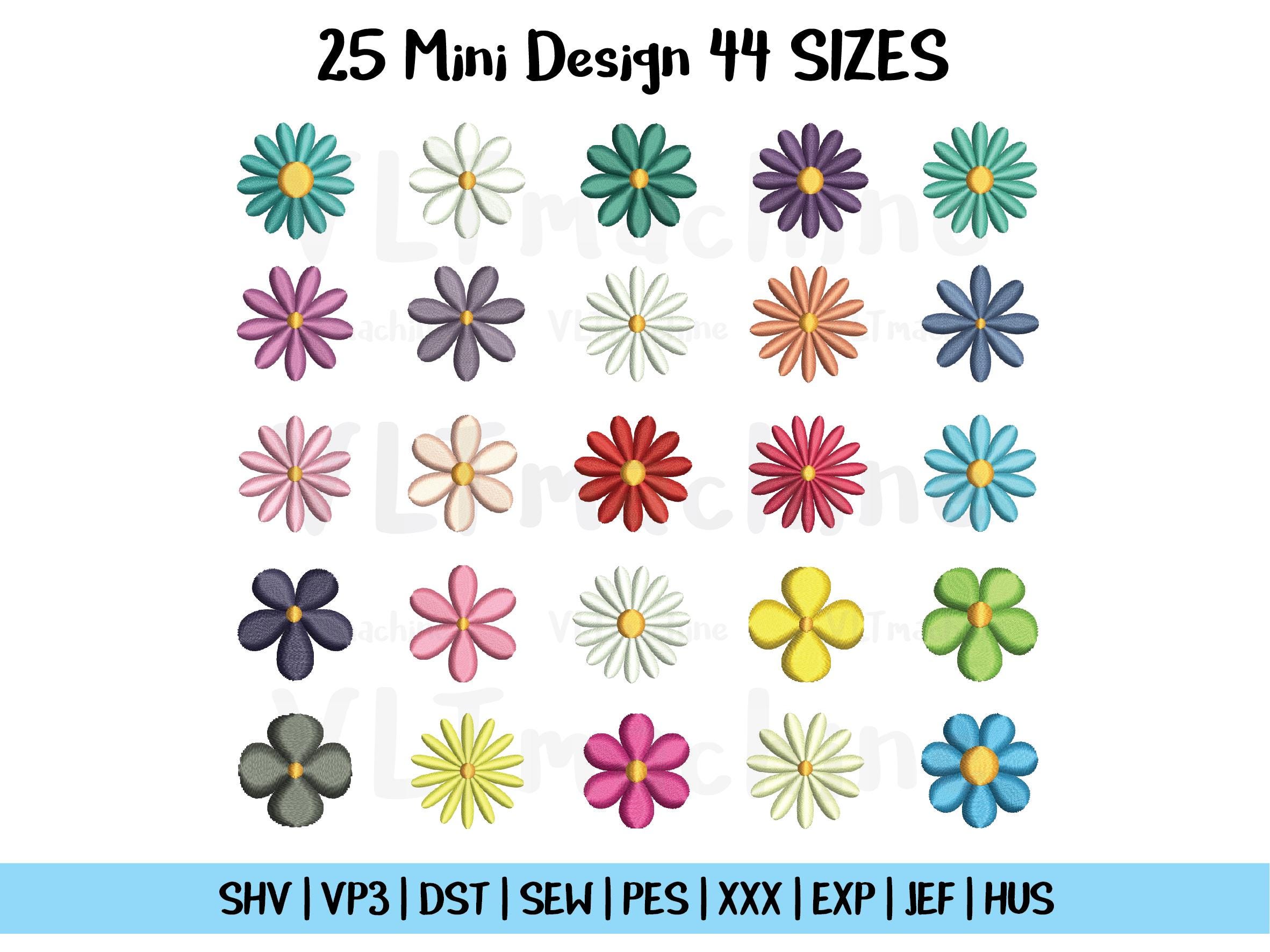 Set Mini Flowers Embroidery, Mini Flowers Embroidery Design, Bundle ...