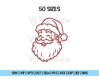 Santa Face Embroidery, Vintage Santa Face Embroidery, Christmas Santa Claus Machine Embroidery, Merry Christmas Embroidery and 50 sizes