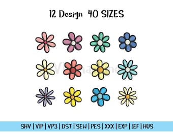 Set Mini Flower Embroidery, Mini Flowers Embroidery Design, Bundle Flower Embroidery, Set Small Flowers Machine, 12 Mini Design, 40 sizes